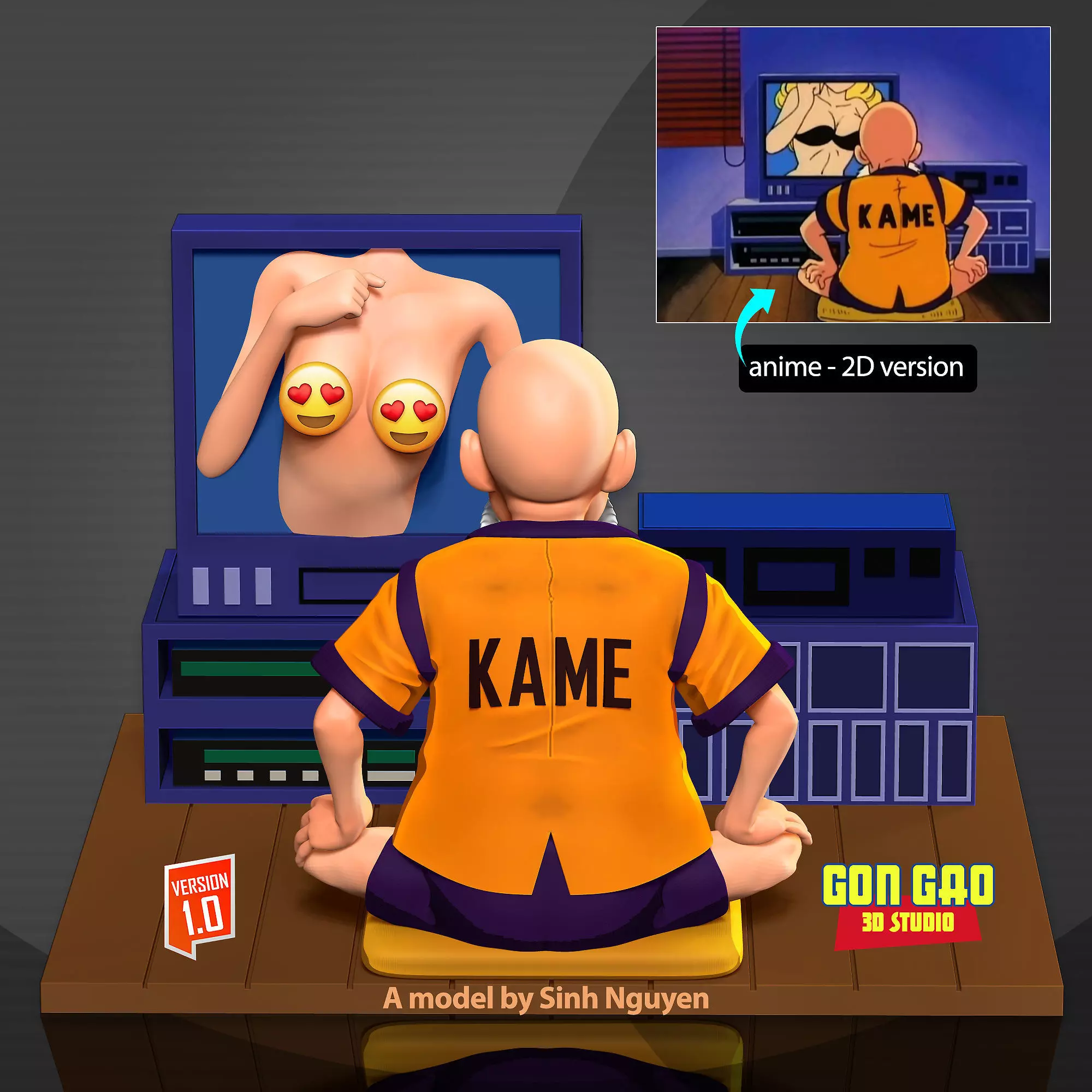 Master Roshi watches TV 3D print model_0