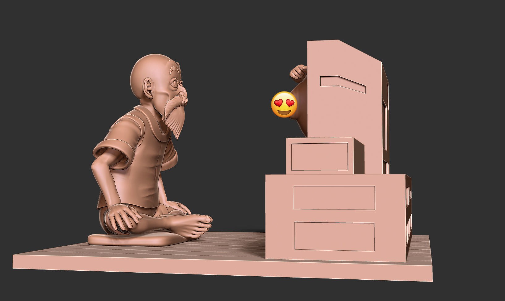 Master Roshi watches TV 3D print model_15