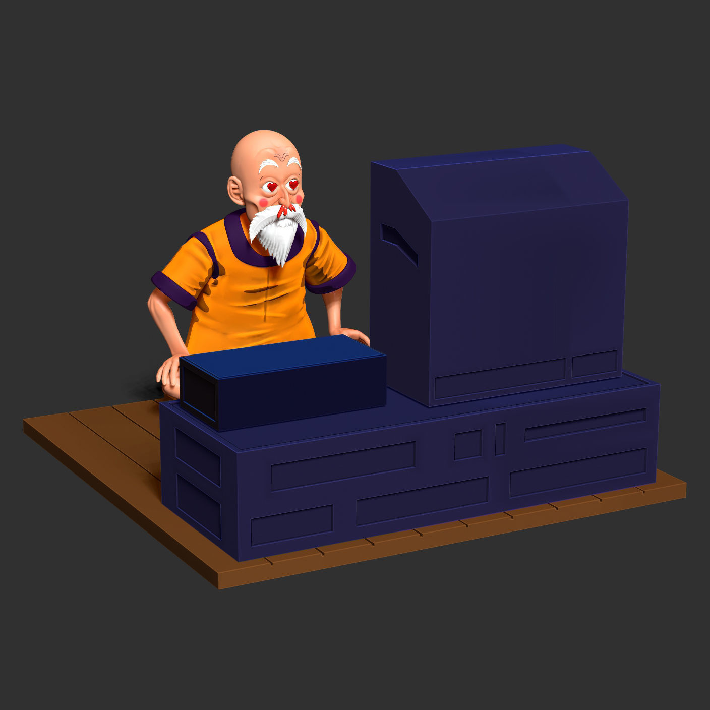 Master Roshi watches TV 3D print model_7