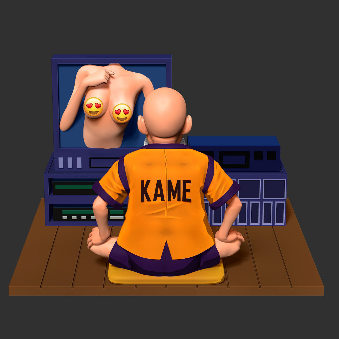 Master Roshi watches TV 3D print model_5