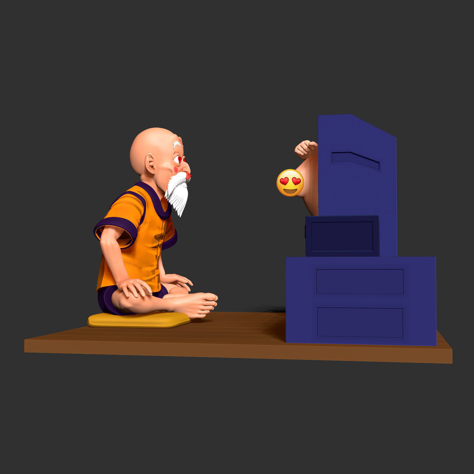 Master Roshi watches TV 3D print model_12