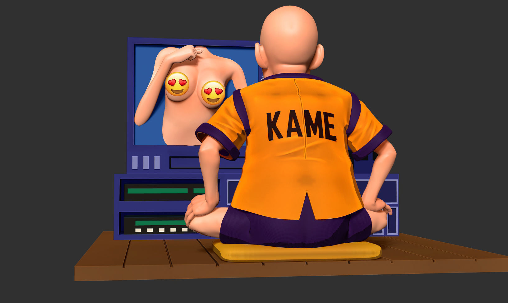 Master Roshi watches TV 3D print model_14