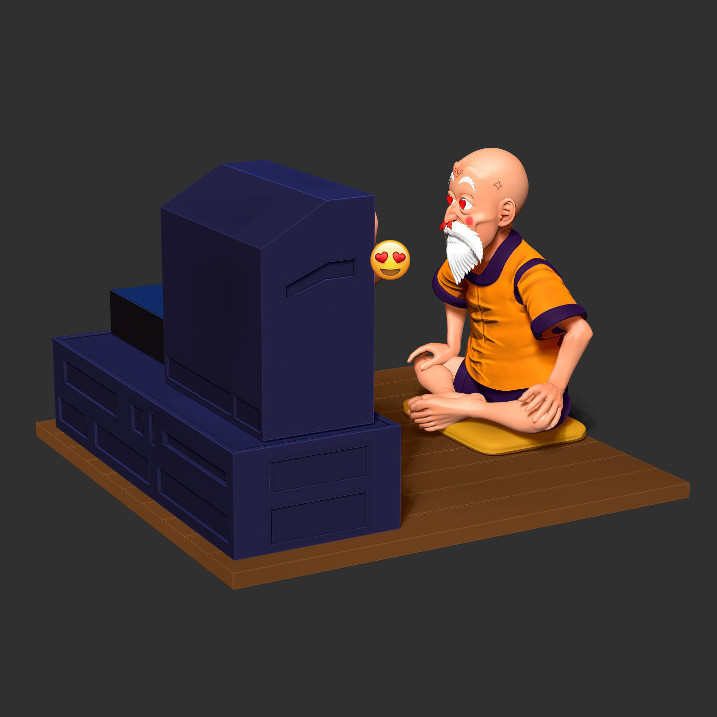 Master Roshi watches TV 3D print model_10
