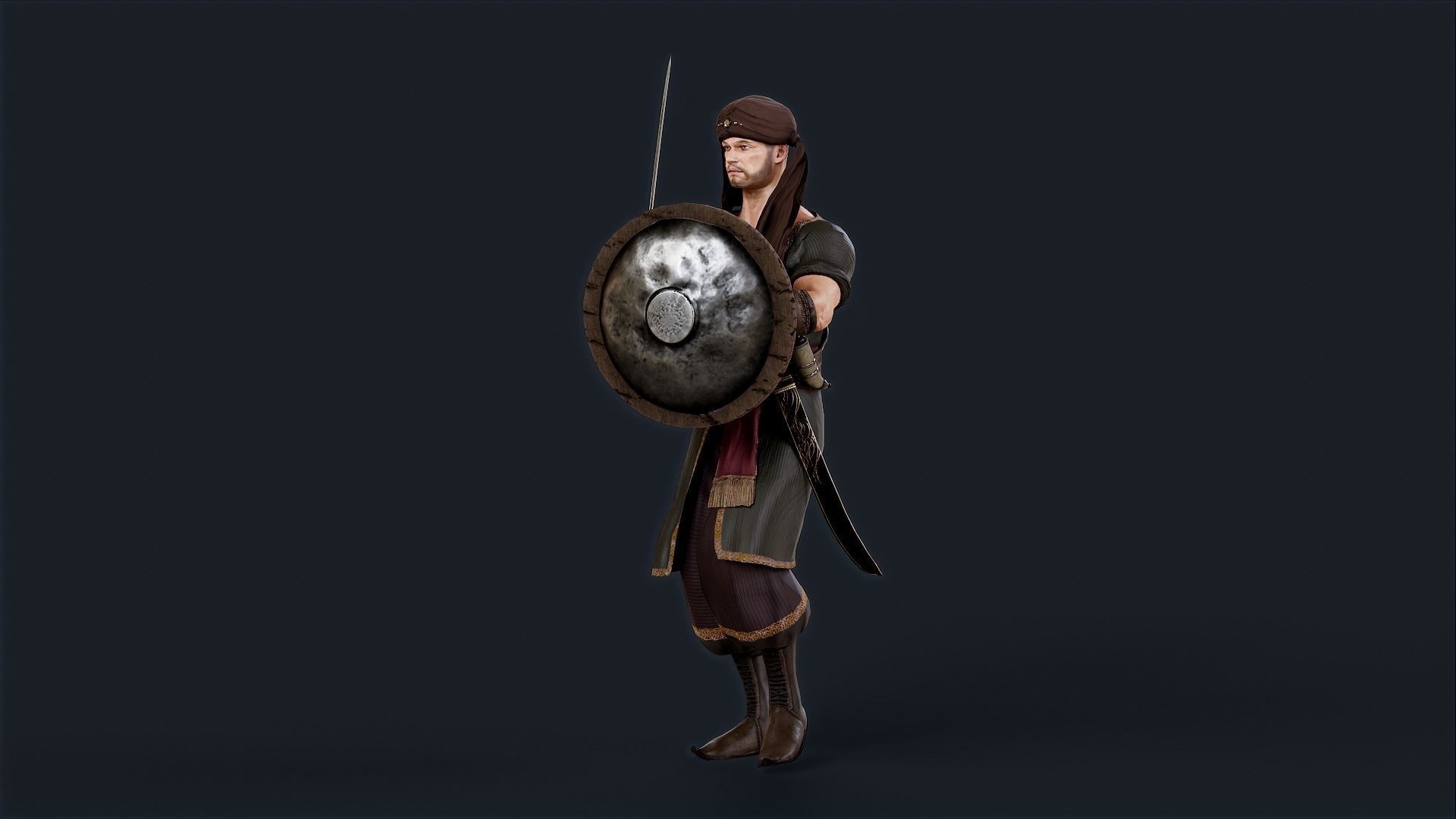 Persian Warrior2 A Low-poly 3D model_3
