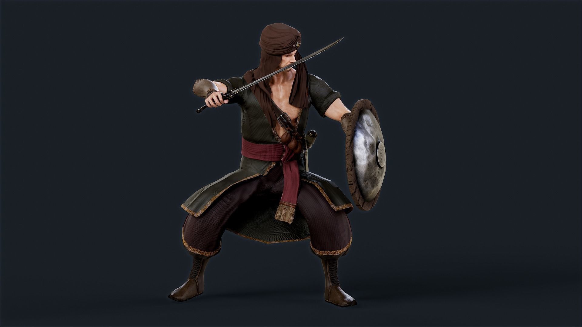 Persian Warrior2 A Low-poly 3D model_7