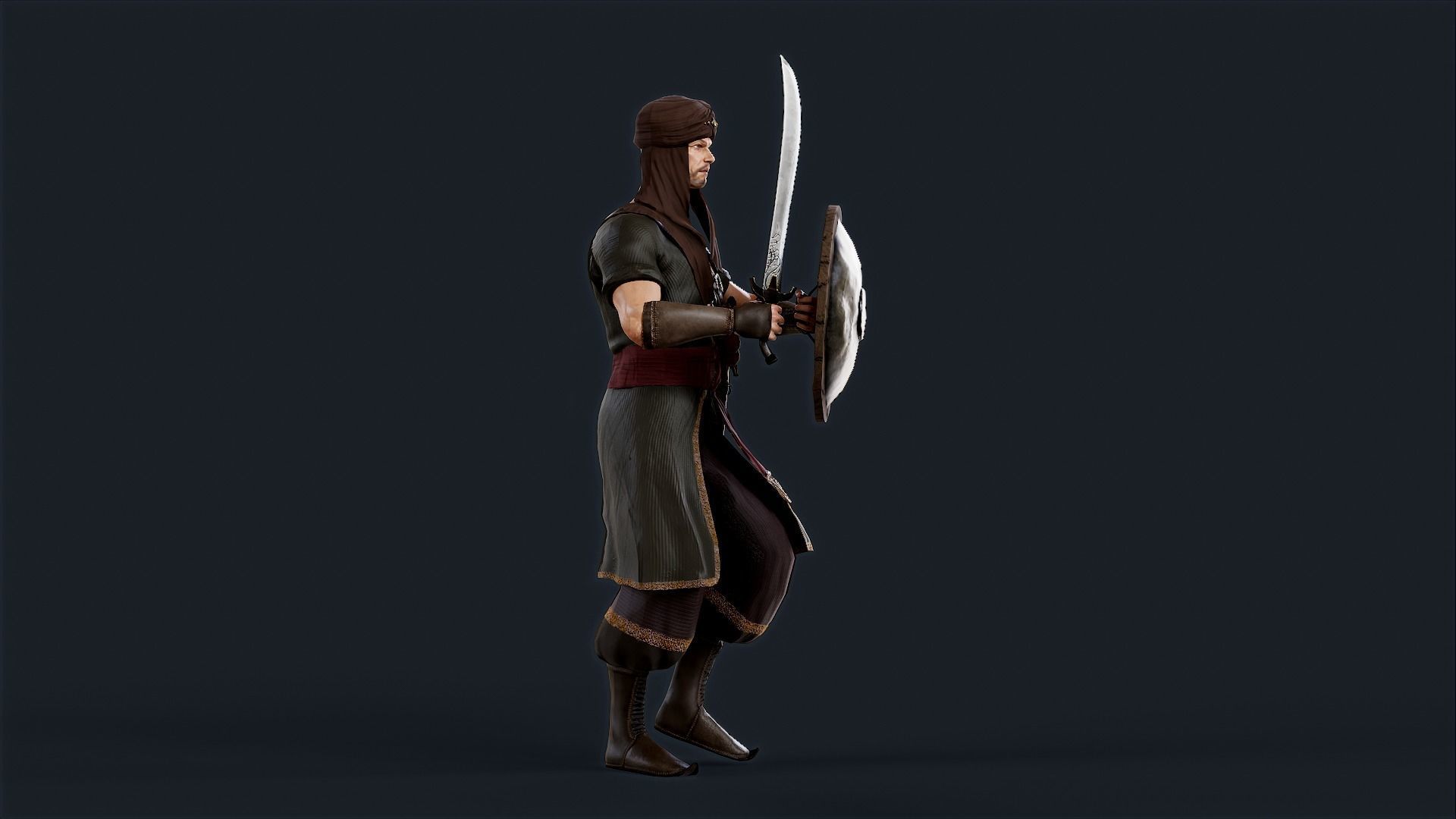 Persian Warrior2 A Low-poly 3D model_5