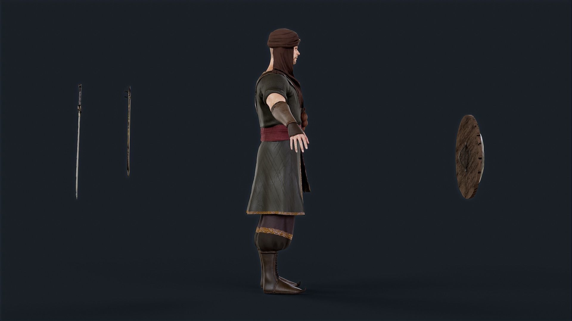 Persian Warrior2 A Low-poly 3D model_11