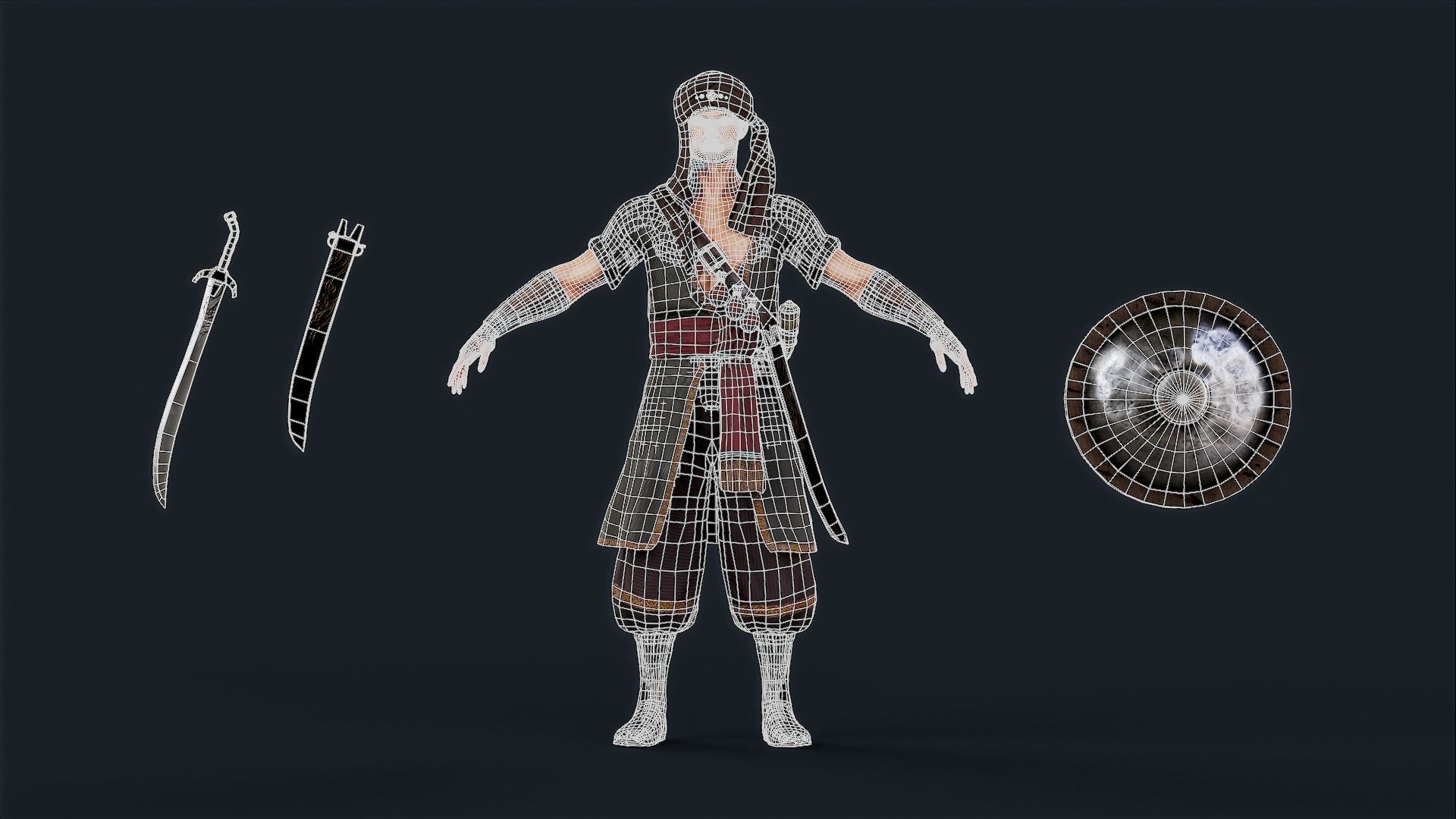 Persian Warrior2 A Low-poly 3D model_14