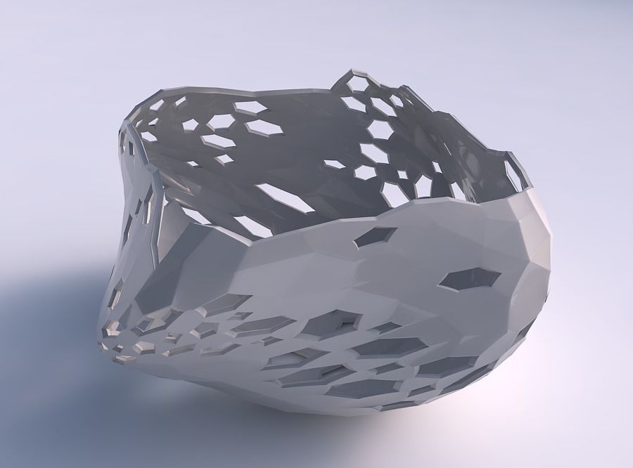 Bowl helix with crystal skin with holes 3D print model_0