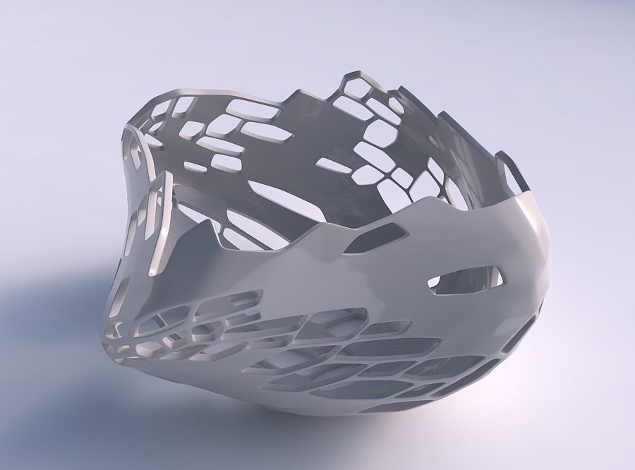 Bowl helix with organic skin with holes 3D print model_0