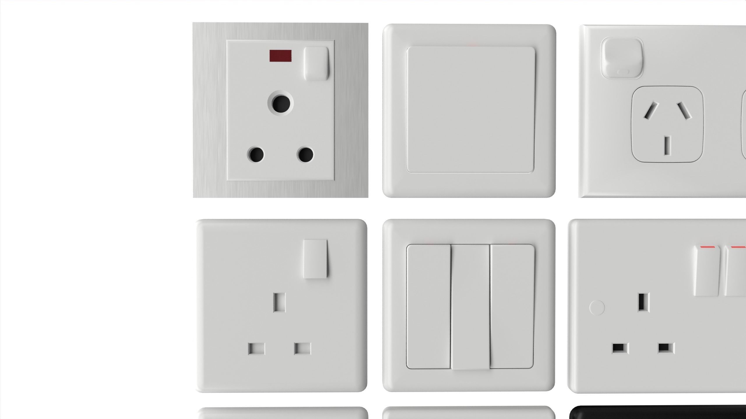 Electrical wall socket and switches Low-poly 3D model_14