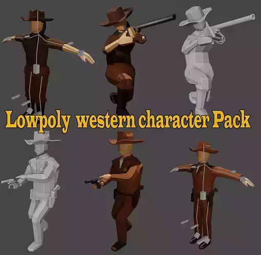 Low poly western character Pack