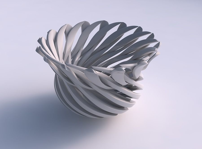 Bowl funnel with twisted sharp muscle structure wide middle 3D print model