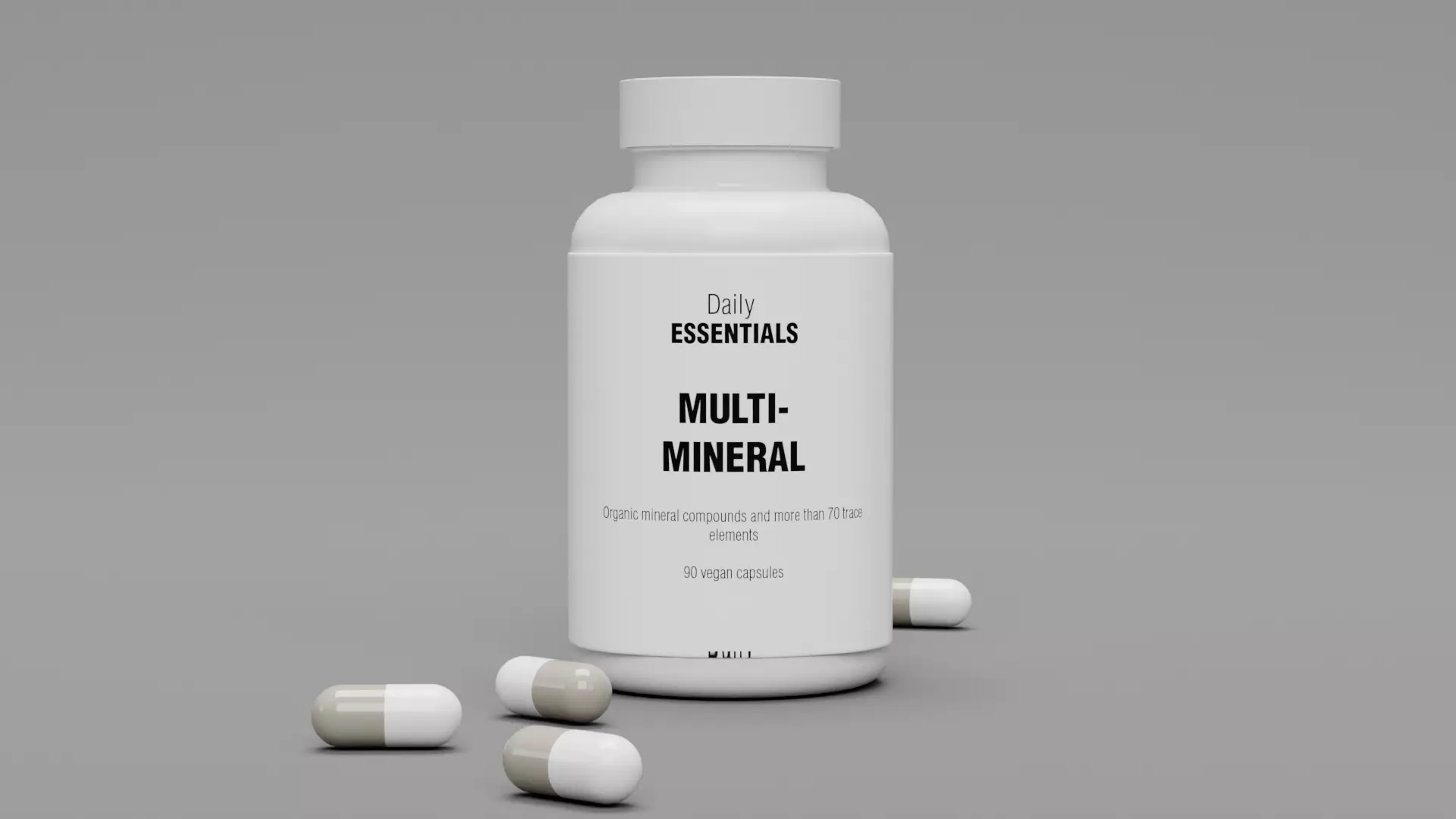 Vitamin Pill Bottle and Pills Free 3D model
