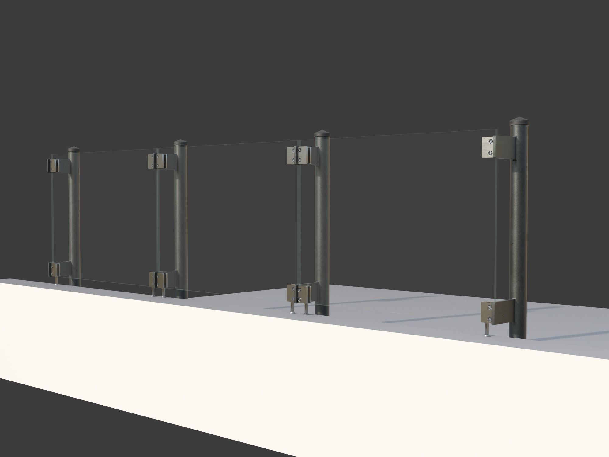 Glass railing 1 Low-poly 3D model_2