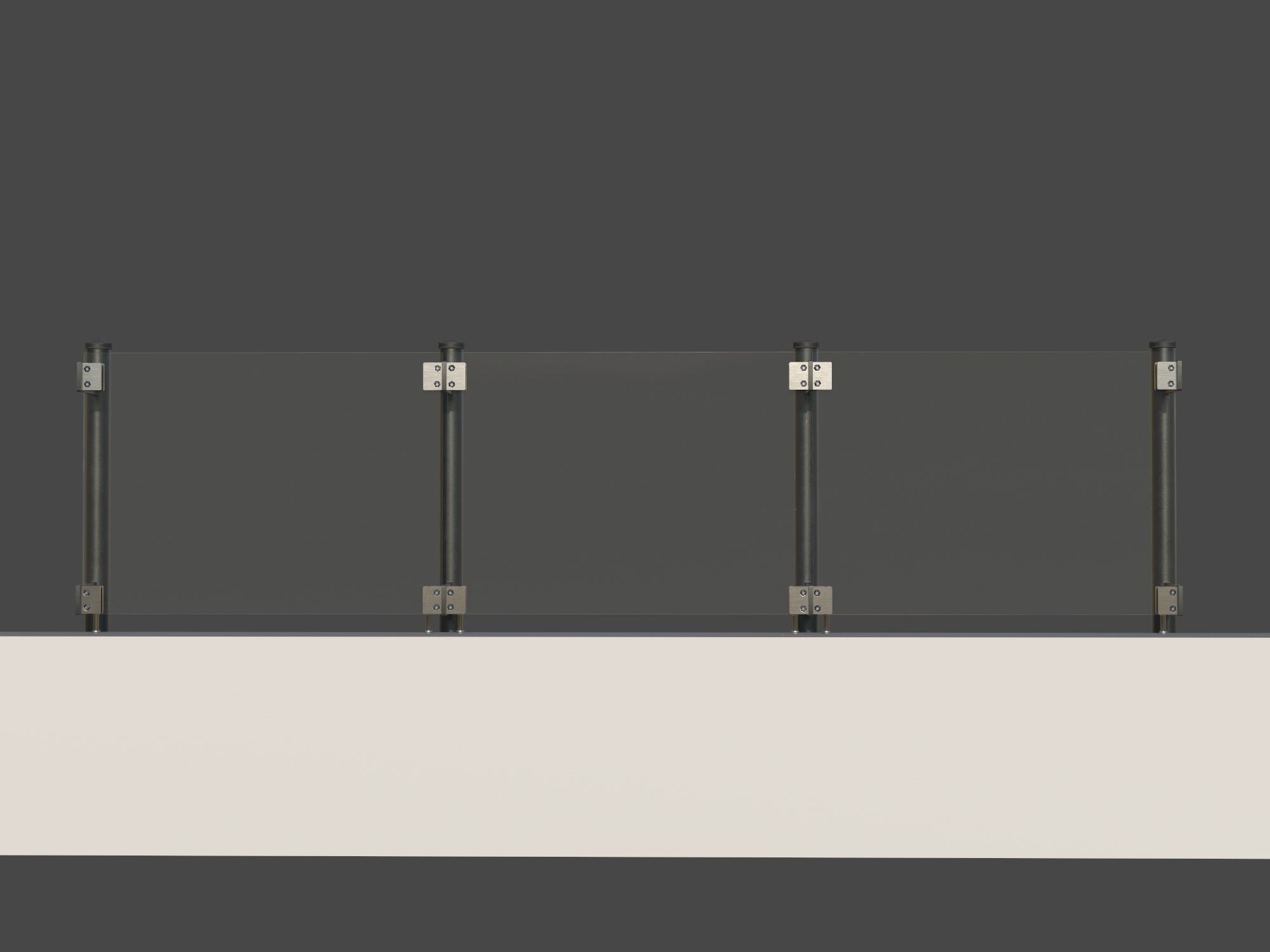 Glass railing 1 Low-poly 3D model_1