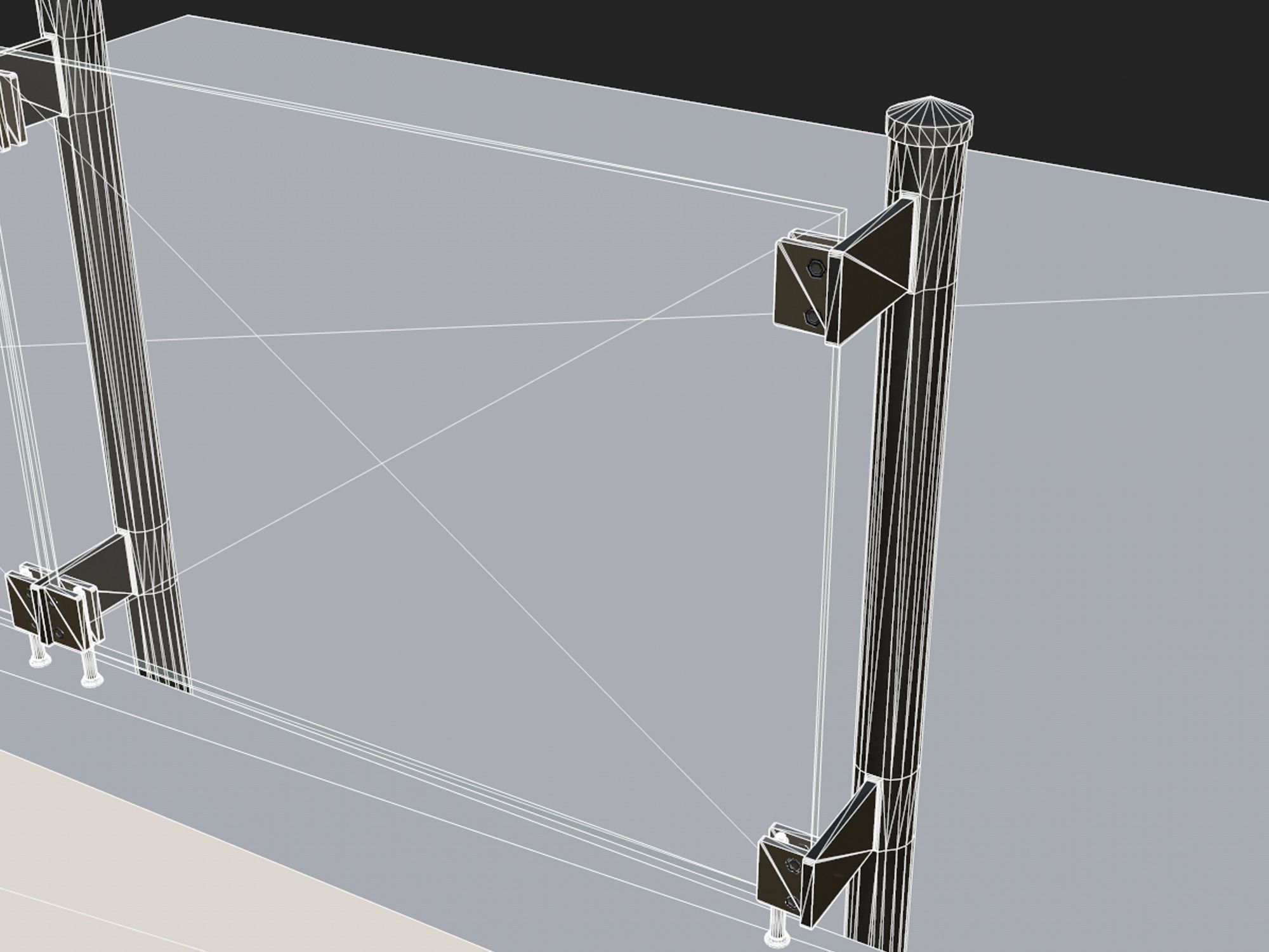 Glass railing 1 Low-poly 3D model_14