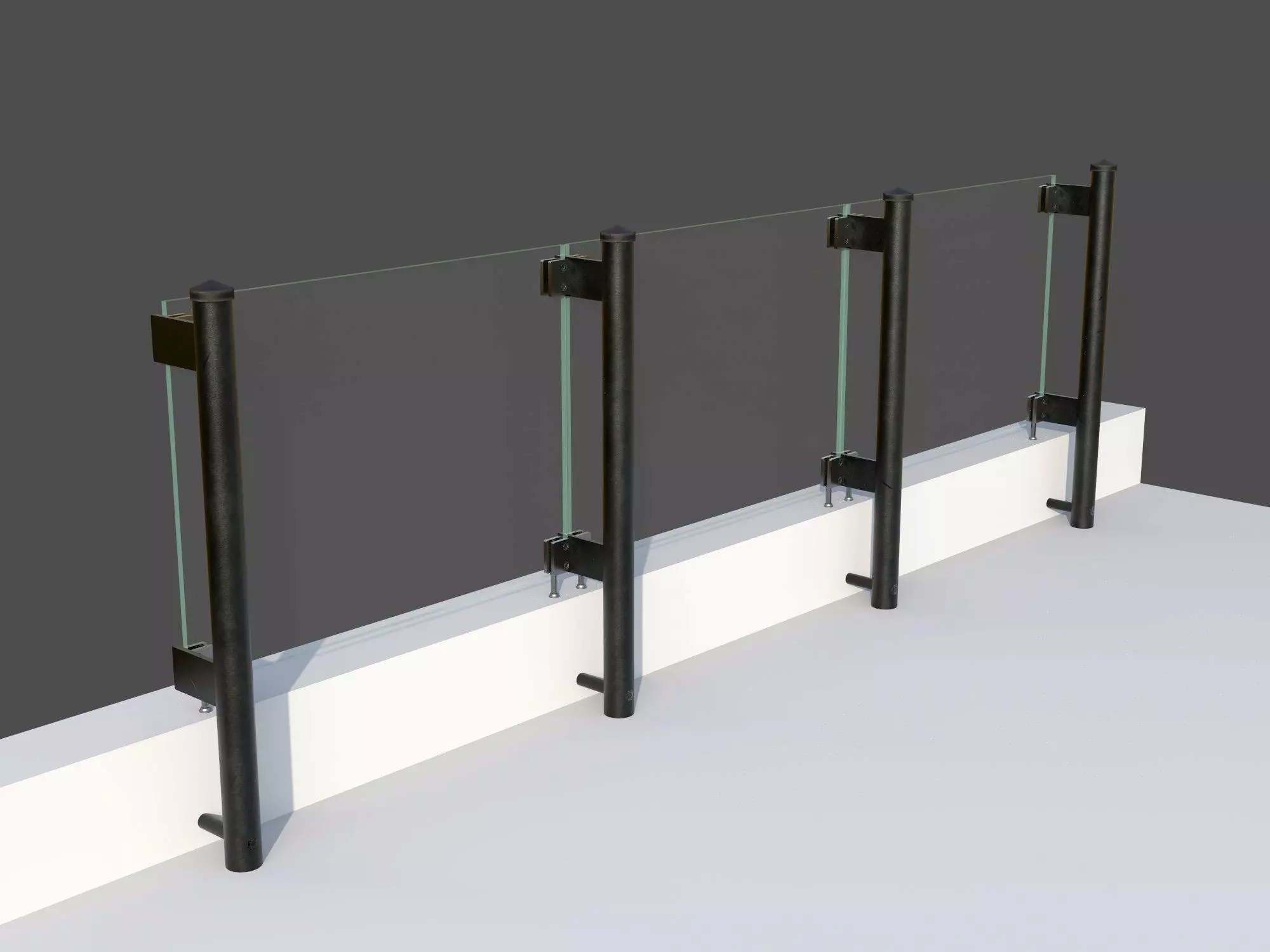 Glass railing 1 Low-poly 3D model_0