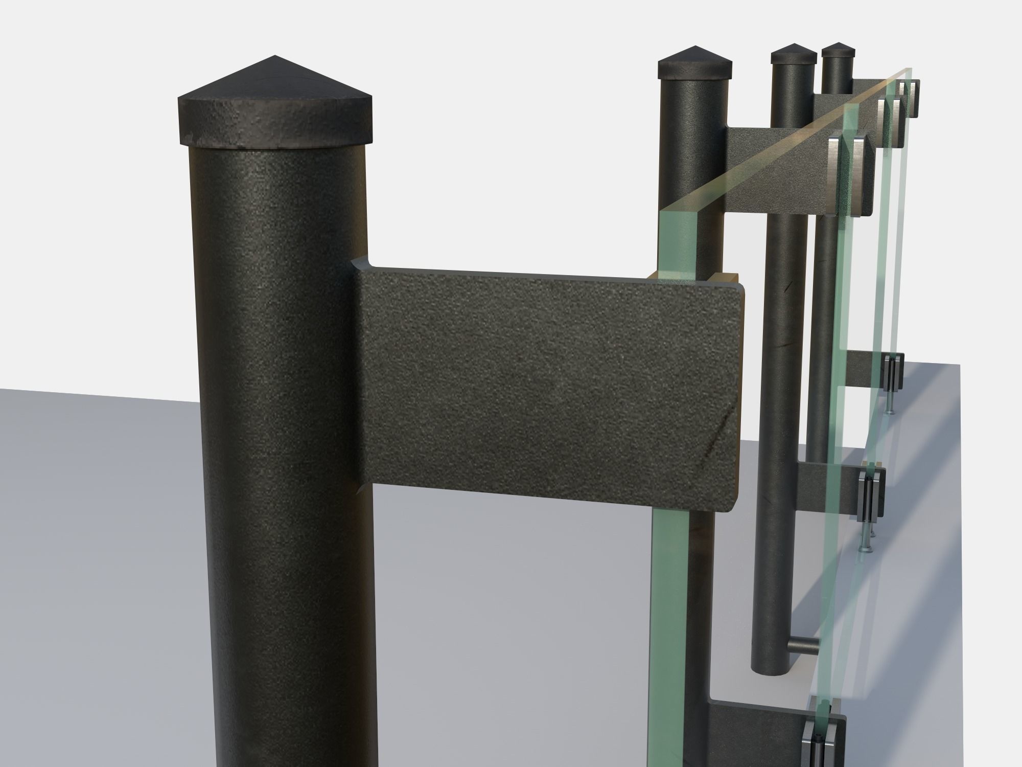 Glass railing 1 Low-poly 3D model_9