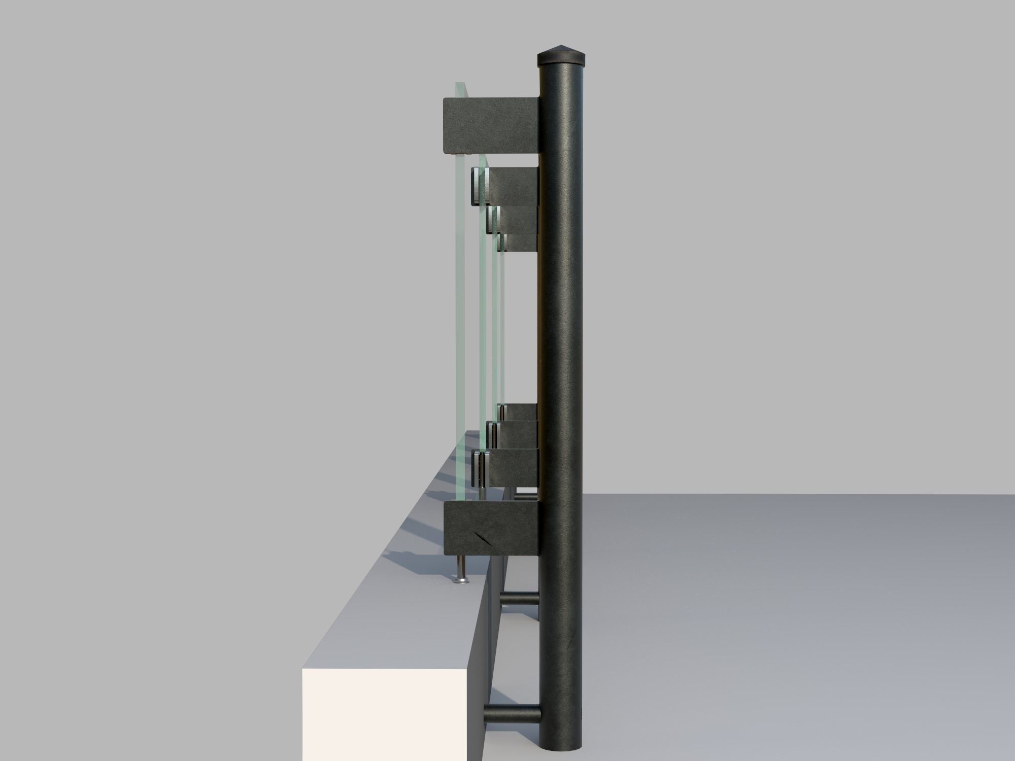 Glass railing 1 Low-poly 3D model_3