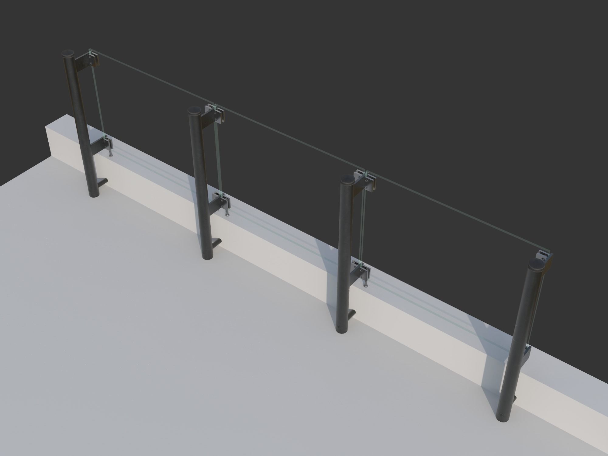 Glass railing 1 Low-poly 3D model_5