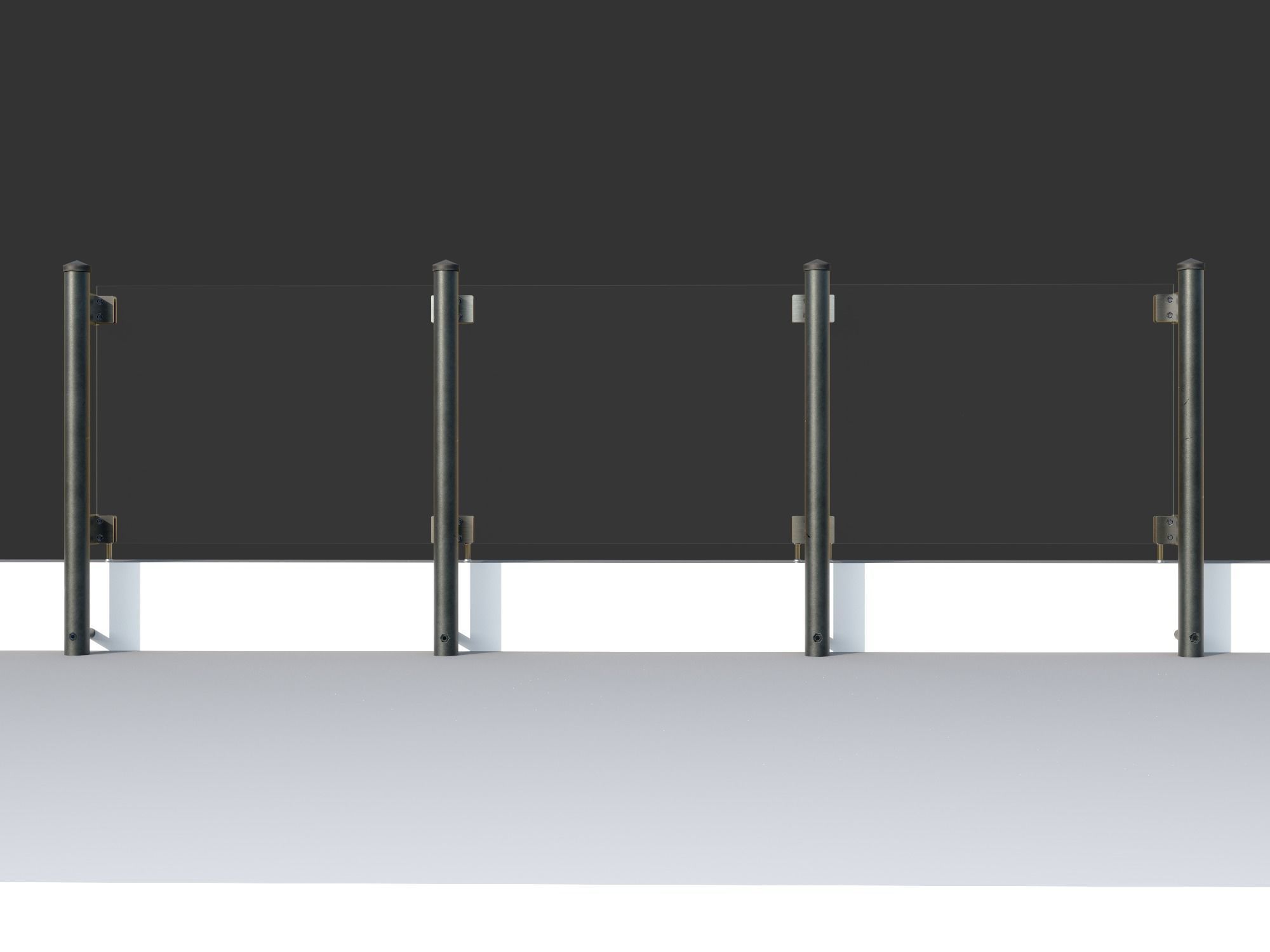 Glass railing 1 Low-poly 3D model_4