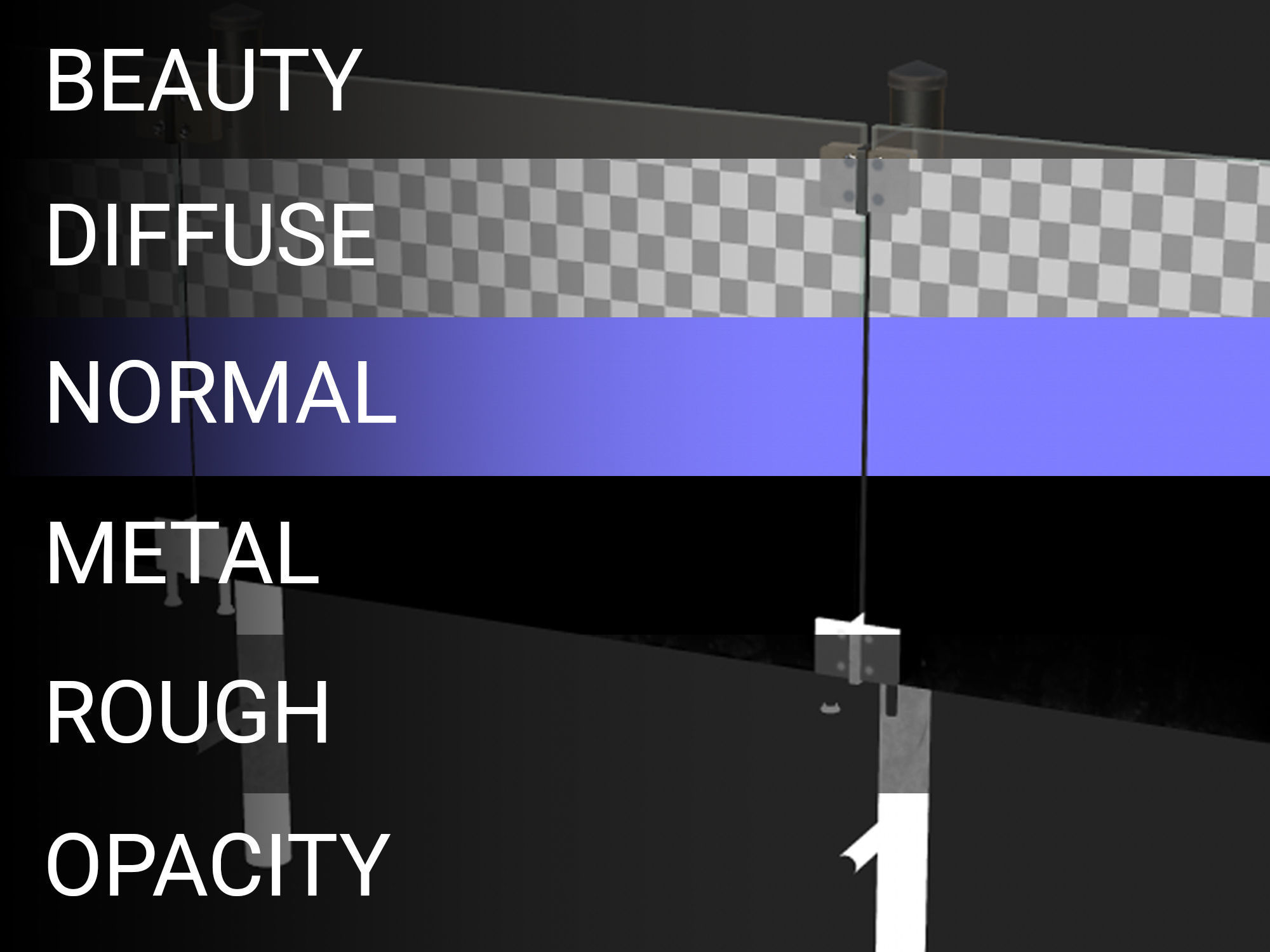 Glass railing 1 Low-poly 3D model_16