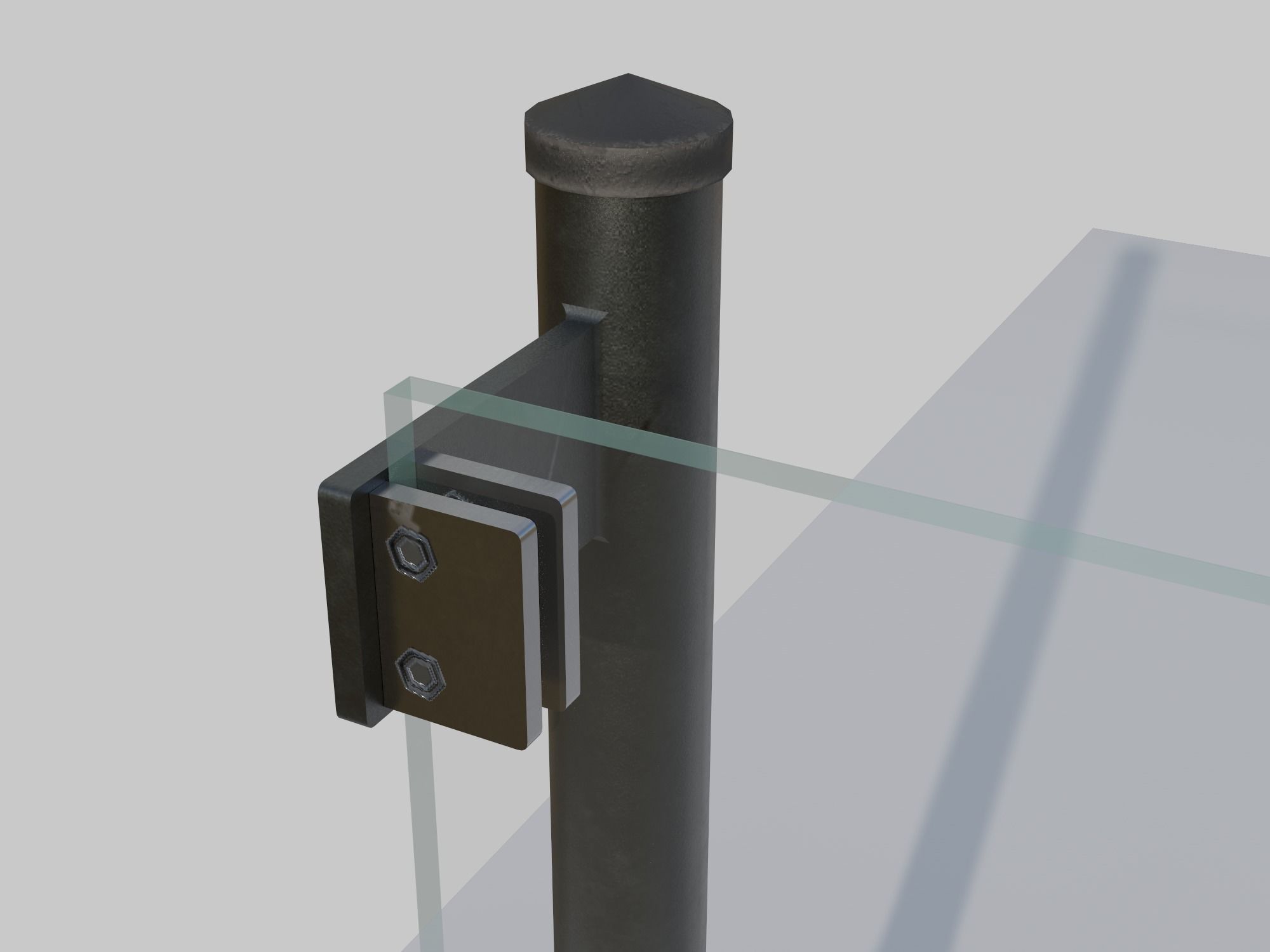 Glass railing 1 Low-poly 3D model_8