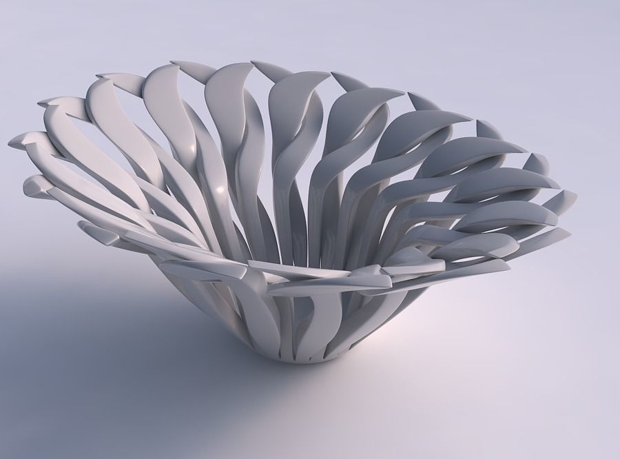 Bowl funnel with twisted sharp muscle structure squeezed with... 3D print model_0