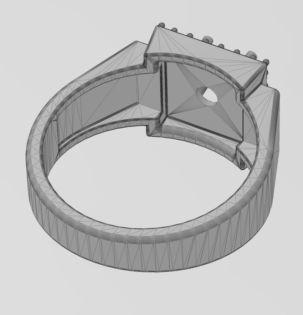 Square diamond cluster ring US sizes 7to11 3D print model_14