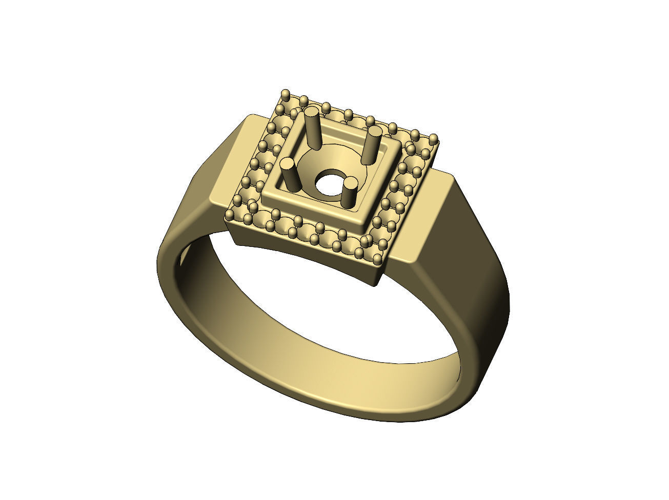 Square diamond cluster ring US sizes 7to11 3D print model_6