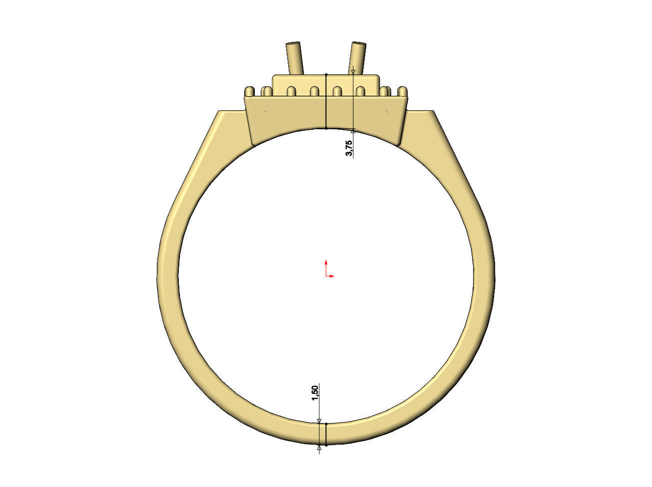 Square diamond cluster ring US sizes 7to11 3D print model_8