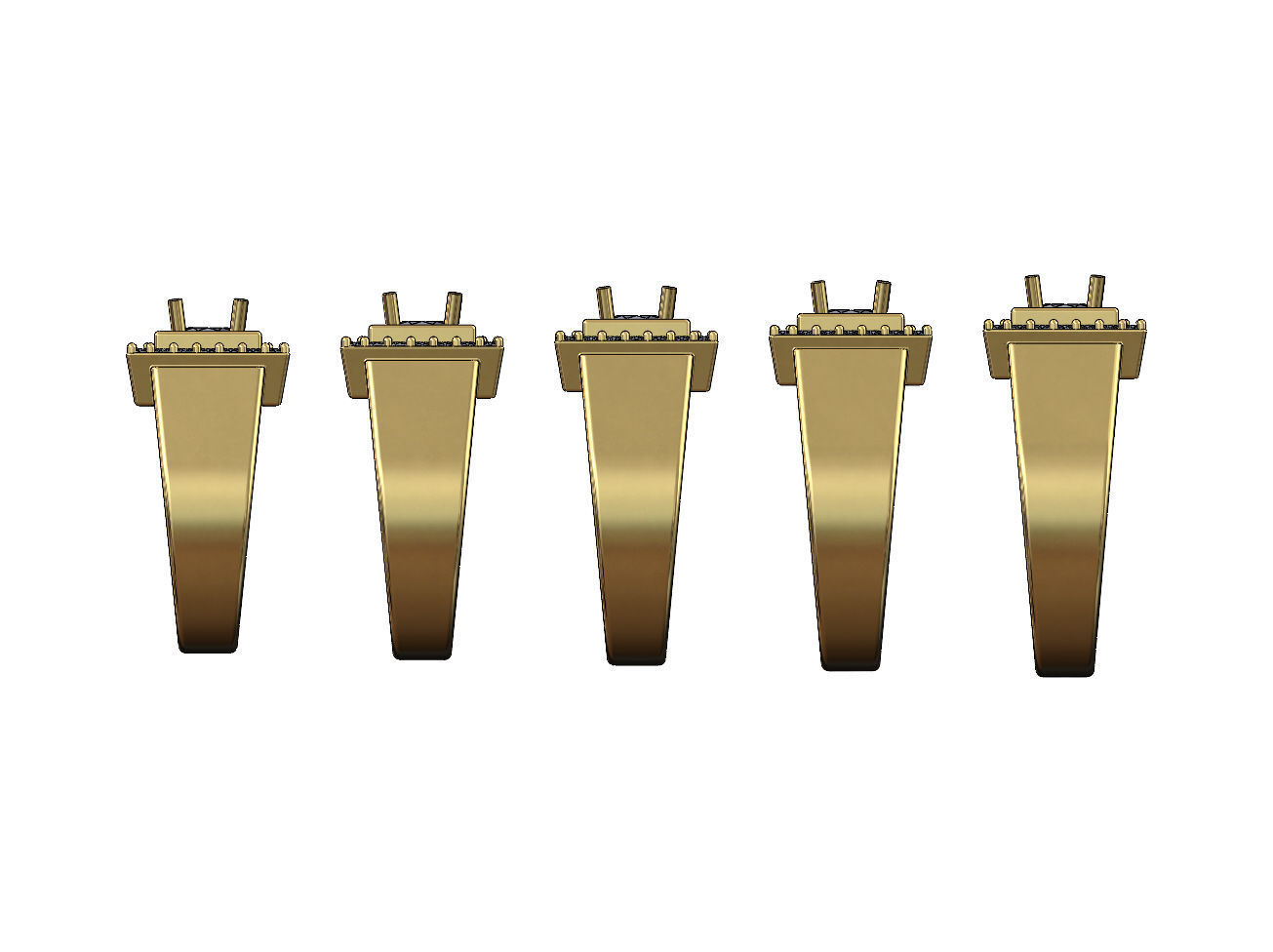 Square diamond cluster ring US sizes 7to11 3D print model_2