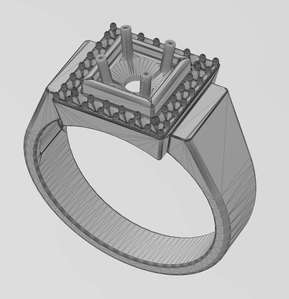 Square diamond cluster ring US sizes 7to11 3D print model_15