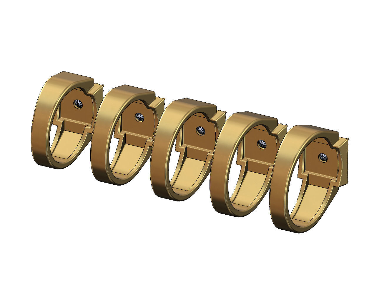 Square diamond cluster ring US sizes 7to11 3D print model_4