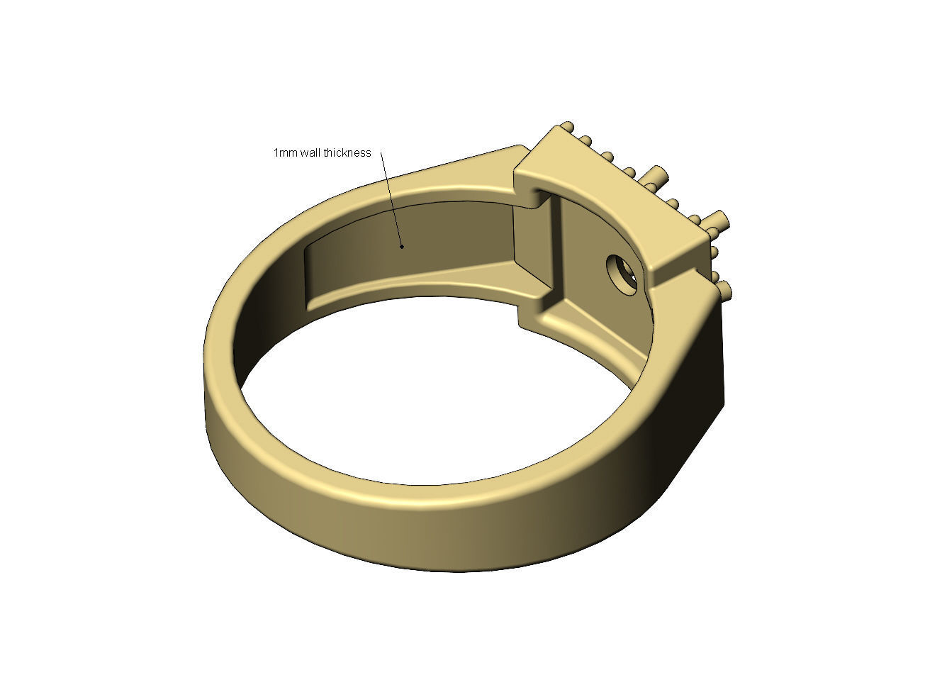 Square diamond cluster ring US sizes 7to11 3D print model_10