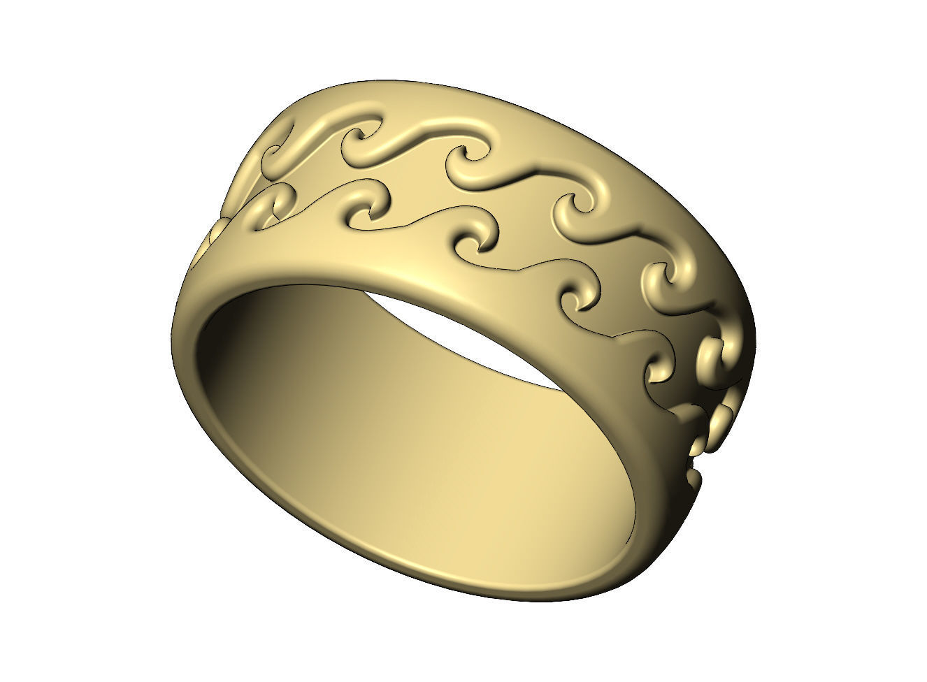 Wave engraving pattern fashion band US sizes 6to10 3D print model_5