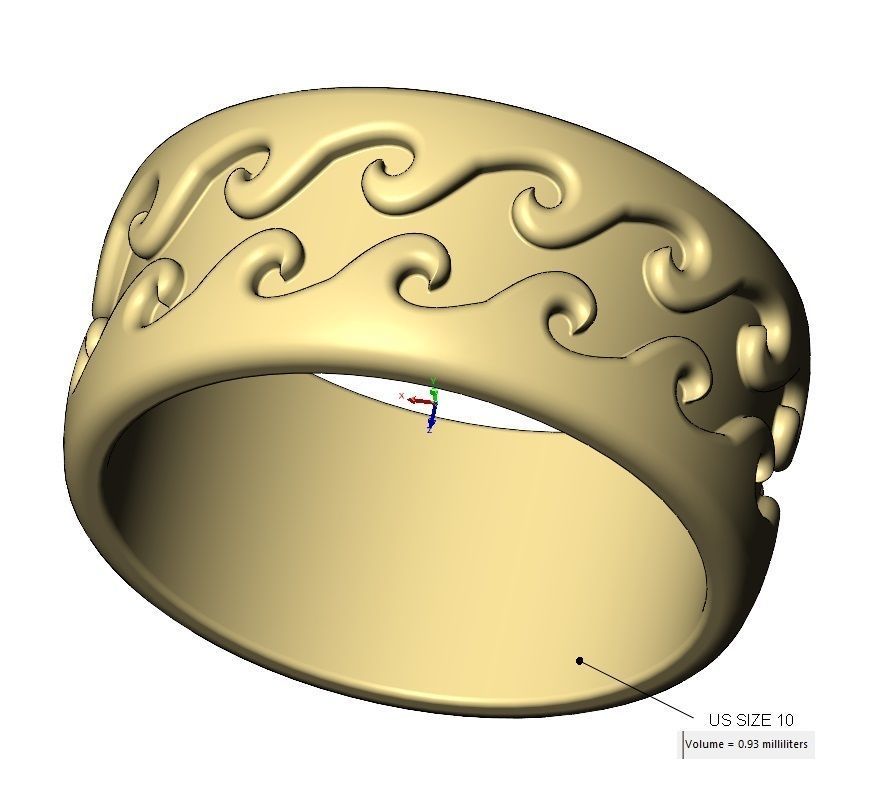 Wave engraving pattern fashion band US sizes 6to10 3D print model_12