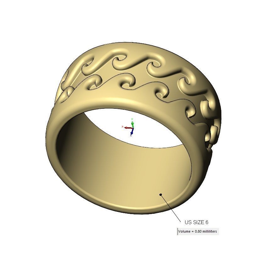 Wave engraving pattern fashion band US sizes 6to10 3D print model_16