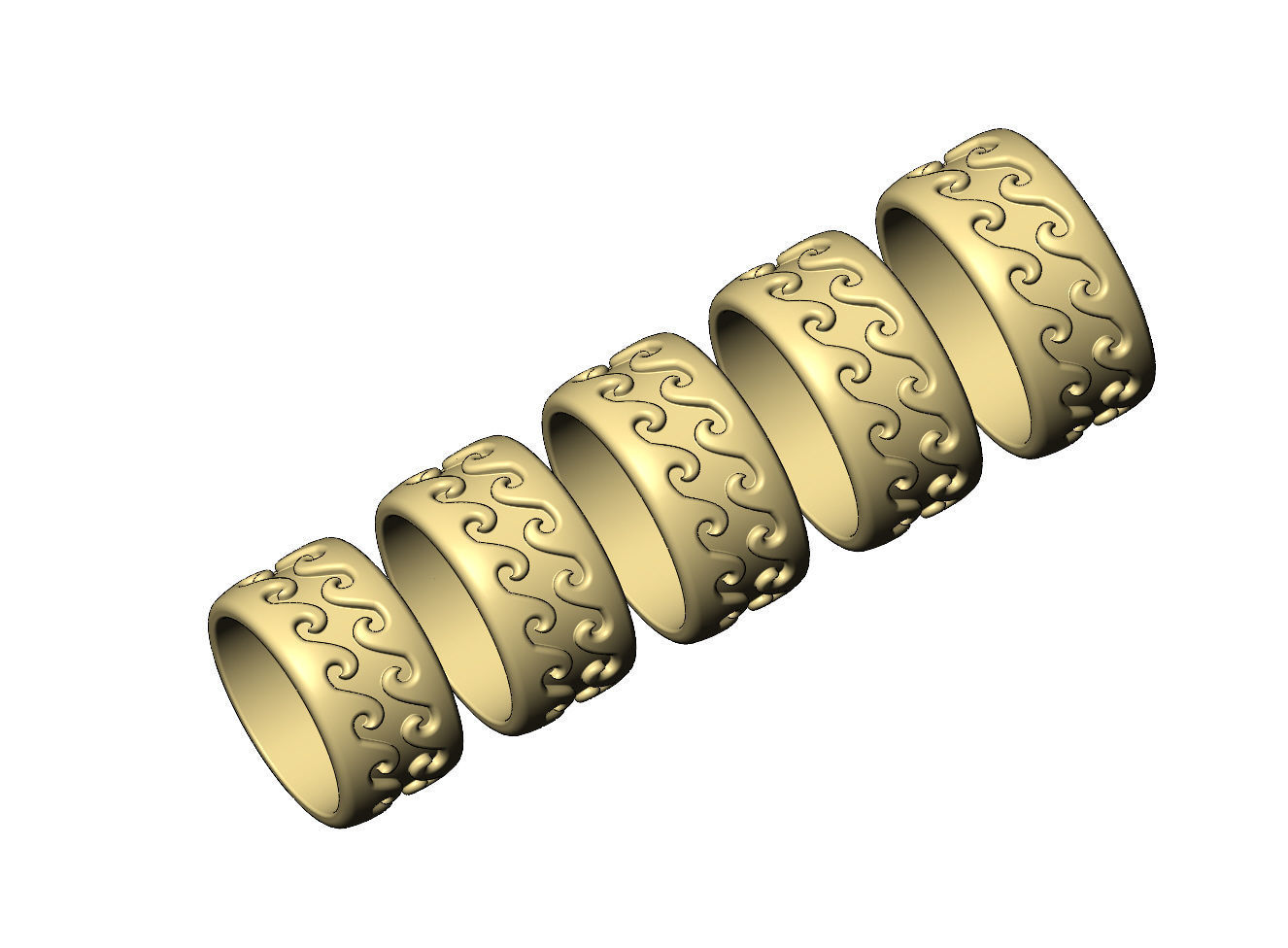 Wave engraving pattern fashion band US sizes 6to10 3D print model_4