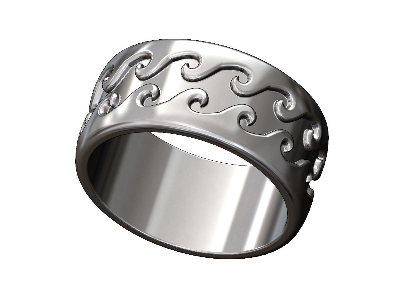 Wave engraving pattern fashion band US sizes 6to10 3D print model_9