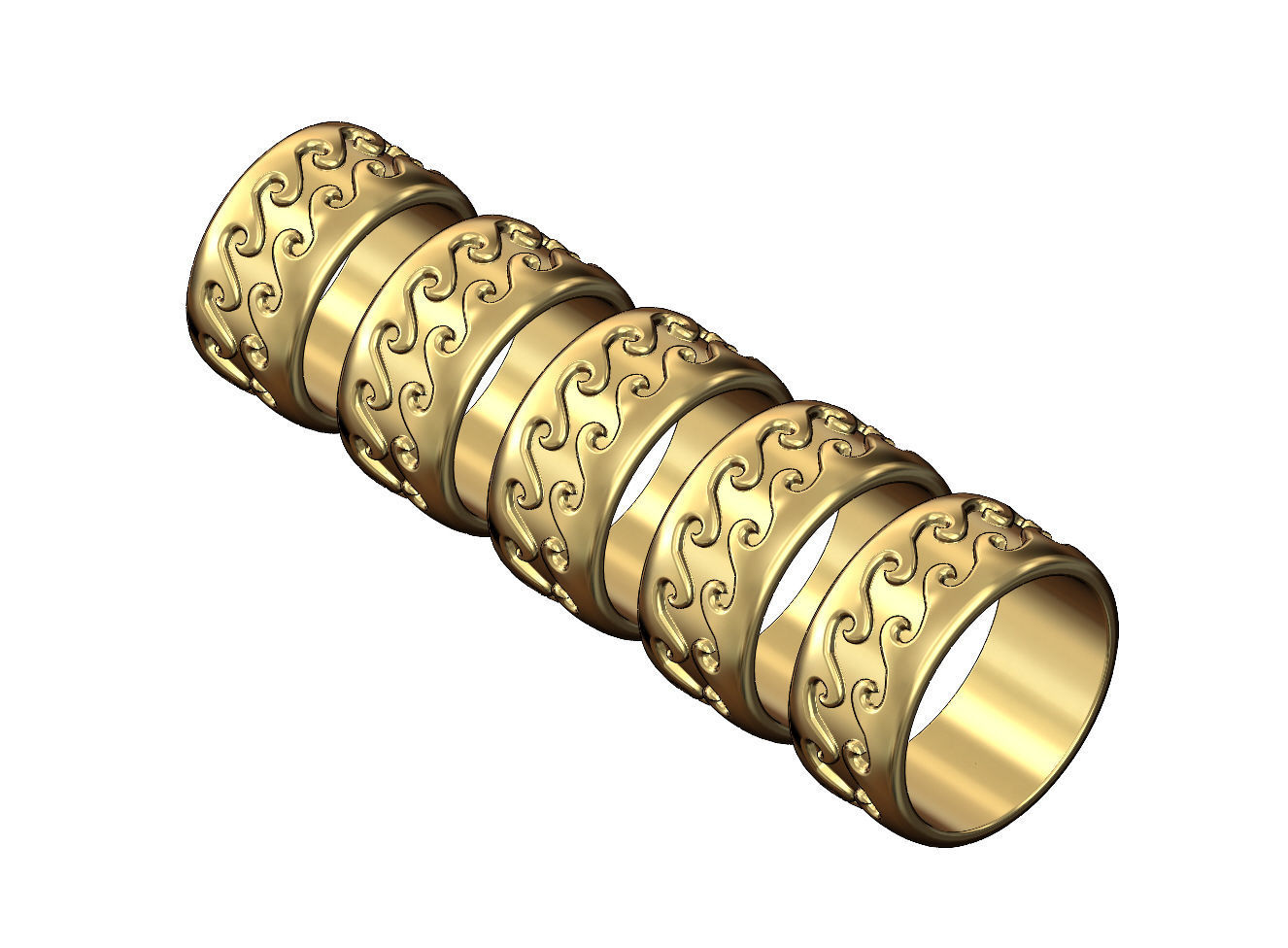 Wave engraving pattern fashion band US sizes 6to10 3D print model_2