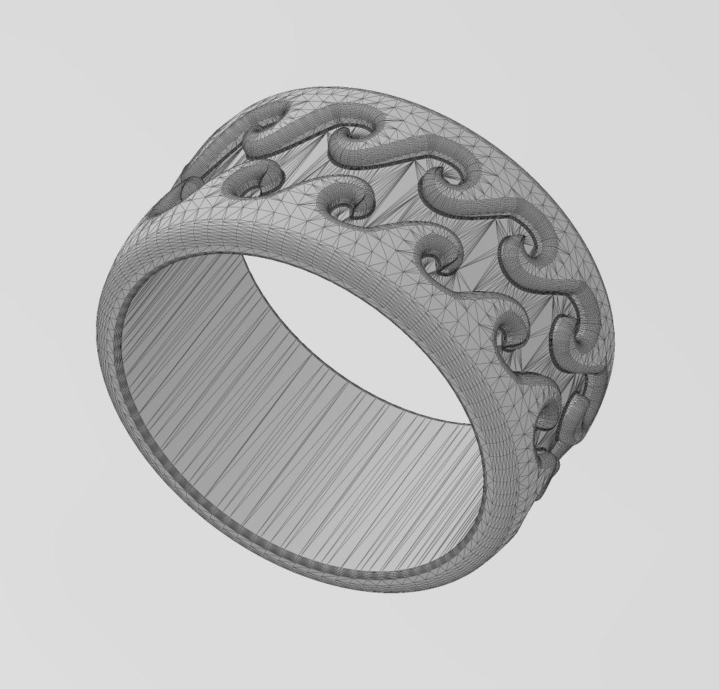 Wave engraving pattern fashion band US sizes 6to10 3D print model_14