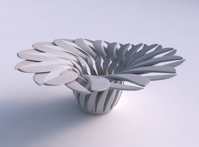 Bowl funnel with twisted sharp muscle structure eccentric 3D print model