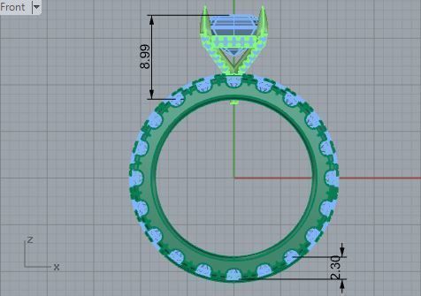 Emerald Diamond Ring With Two Bands 3751 3D print model_5