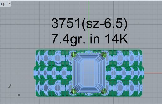 Emerald Diamond Ring With Two Bands 3751 3D print model_4