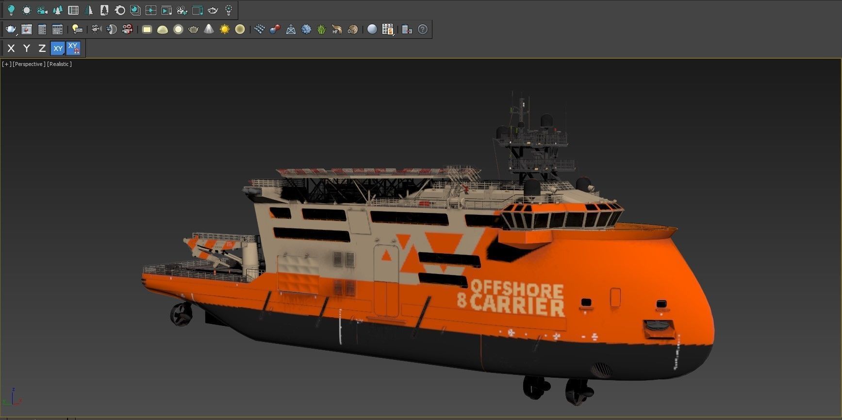 Offshore Construction Vessels OCV Orange 3D model_16
