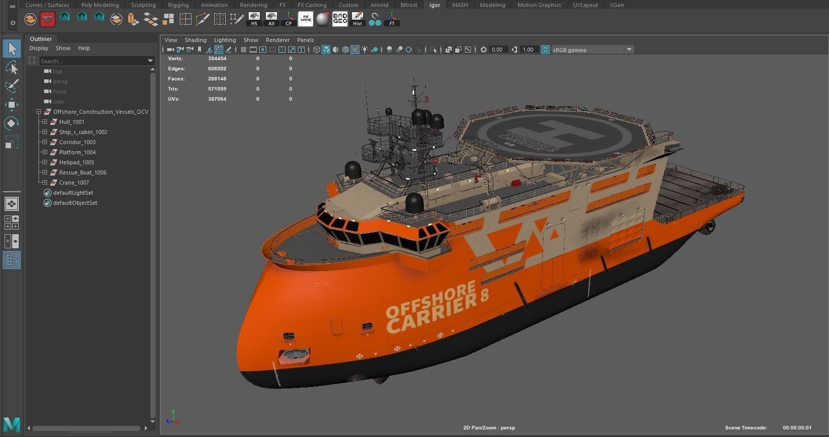 Offshore Construction Vessels OCV Orange 3D model_17