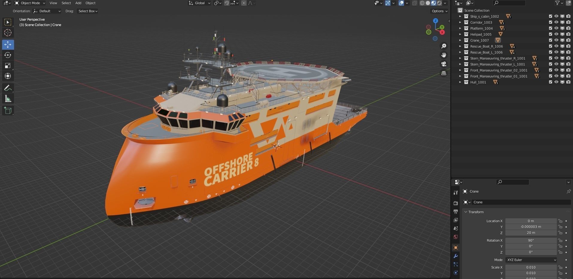 Offshore Construction Vessels OCV Orange 3D model_13