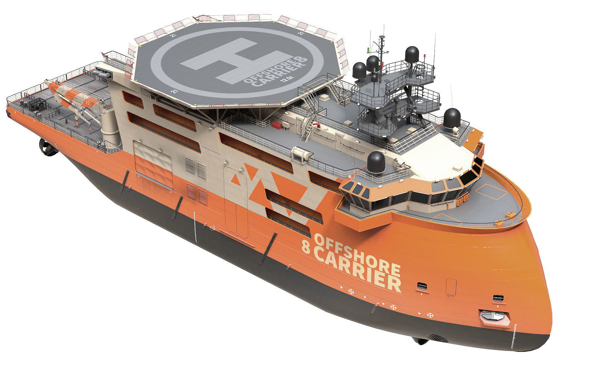 Offshore Construction Vessels OCV Orange 3D model_6